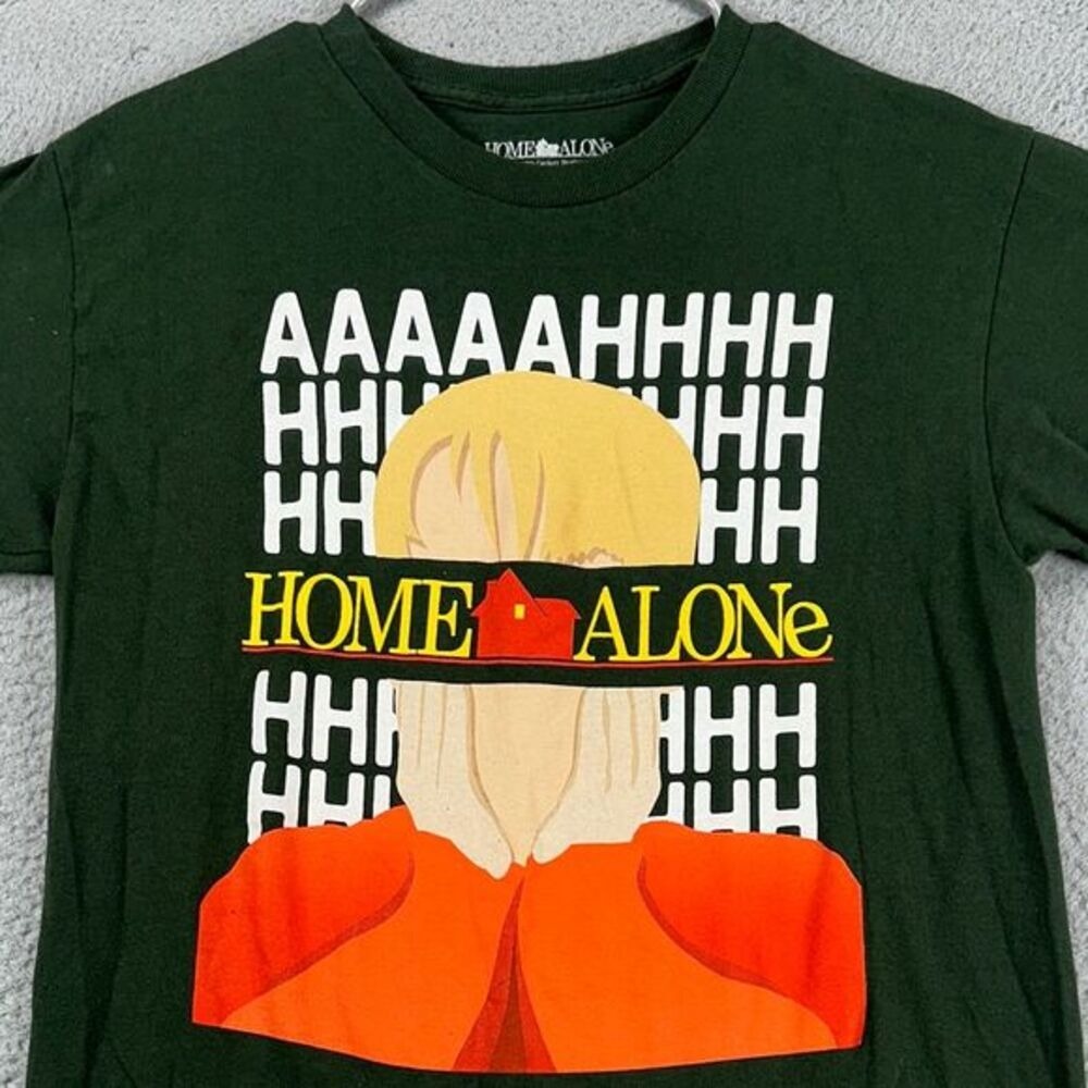 Home Alone Shirt Adult Medium Dark Green Graphic Print T-Shirt Short Sleeve Mens